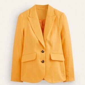 Boden Marylebone Artisan Gold Linen Blazer • Lightweight Tailored Semi‑Fitted •